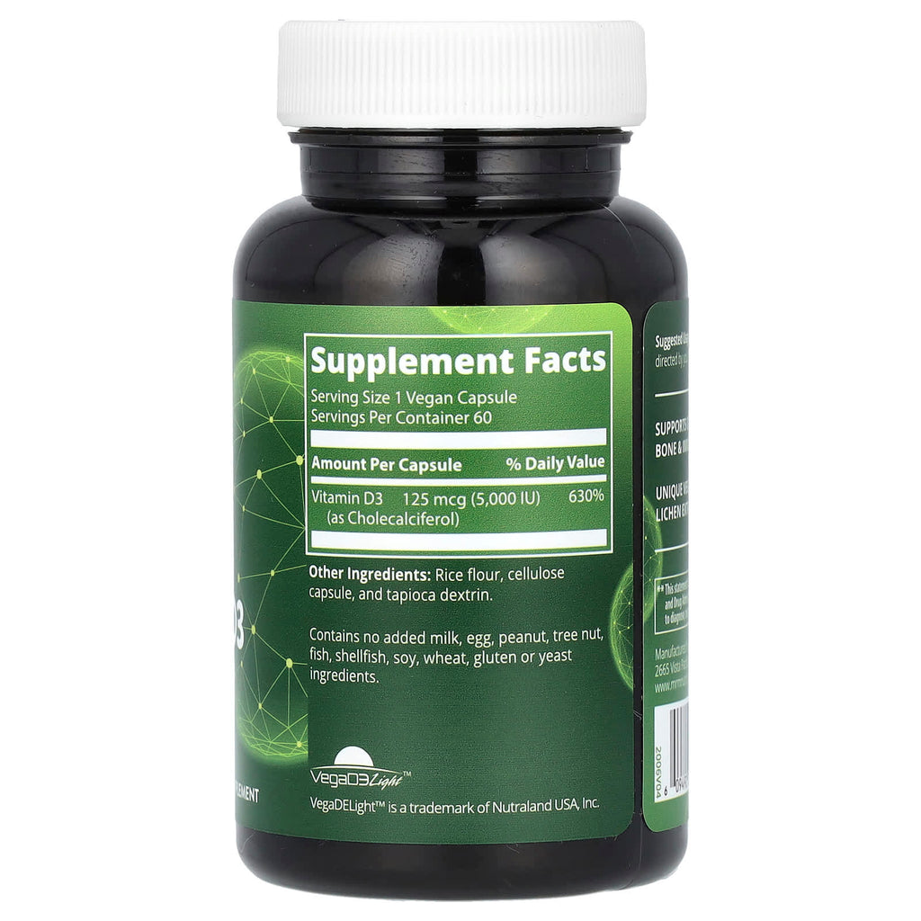 MRM Nutrition, Vegan Vitamin D3, 125 mcg (5,000 IU), 60 Vegan Capsules