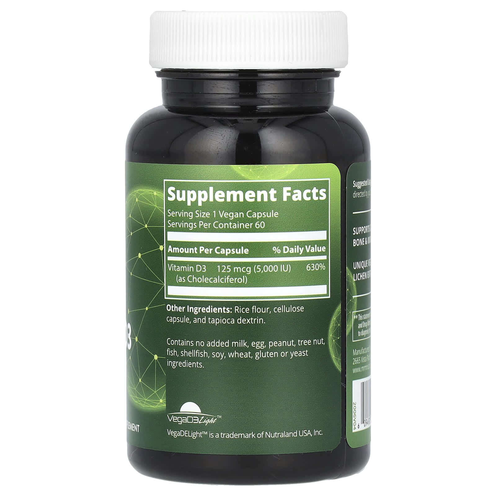 MRM Nutrition, Vegan Vitamin D3, 125 mcg (5,000 IU), 60 Vegan Capsules