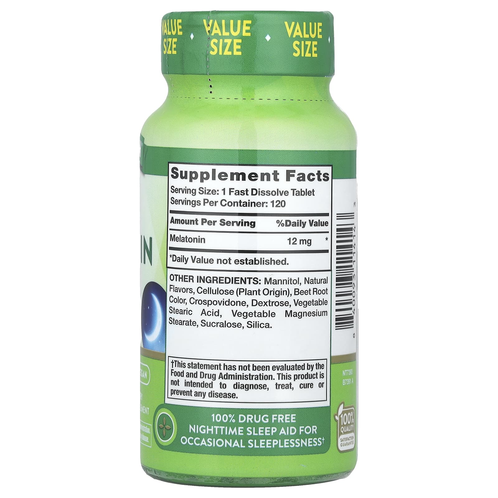 Nature's Truth, Sleep Melatonin, Natural Berry, 12 mg, 120 Fast Dissolve Tablets