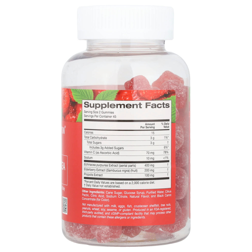 California Gold Nutrition, Propolis and Echinacea Gummies, Natural Raspberry, 90 Vegetarian Gummies