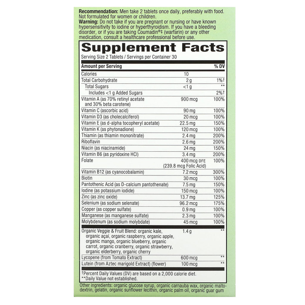 Nature's Way, Alive! Garden Goodness, Men's Multivitamin, 60 Tablets