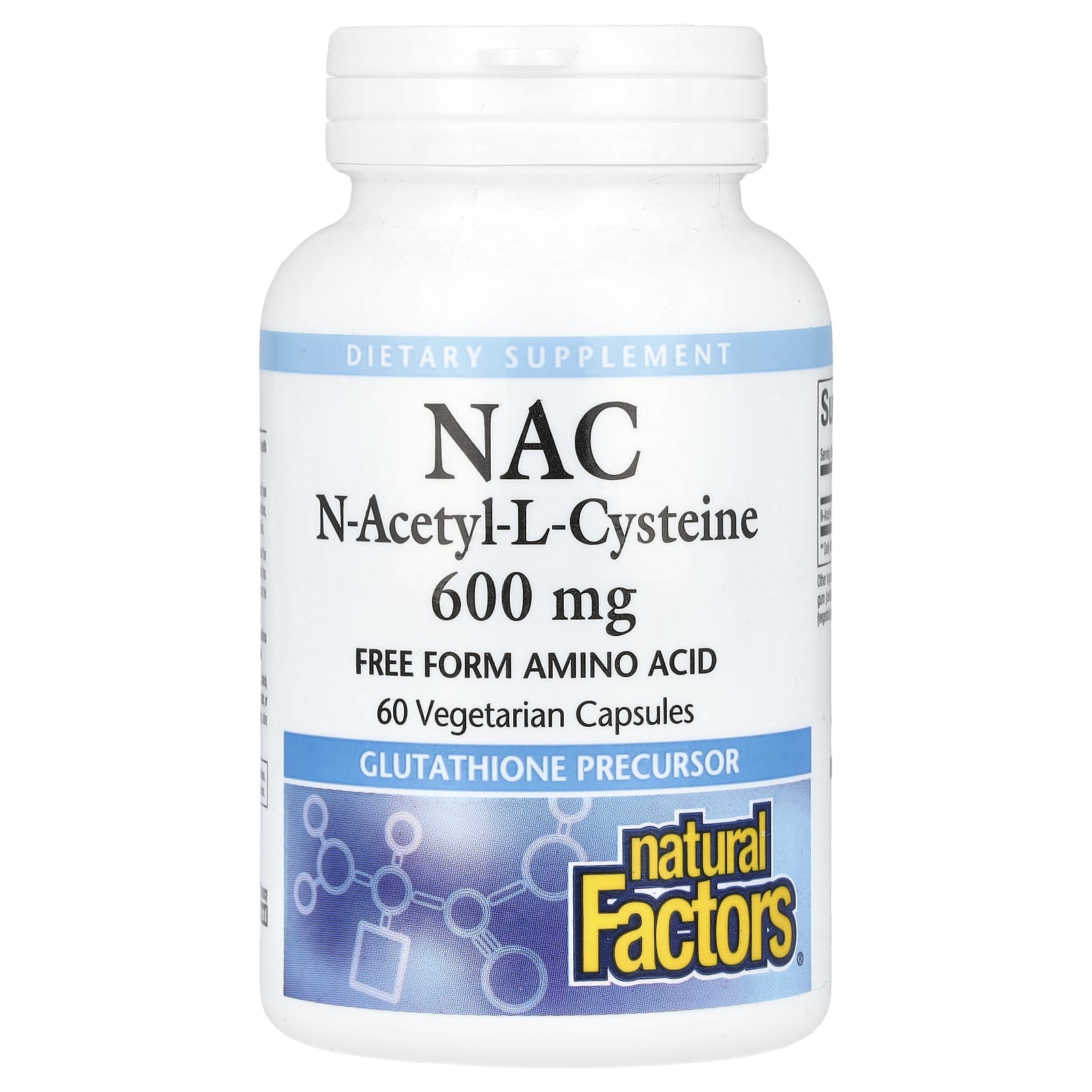 Natural Factors, NAC, N-Acetyl-L-Cysteine, 600 mg, 60 Vegetarian Capsules