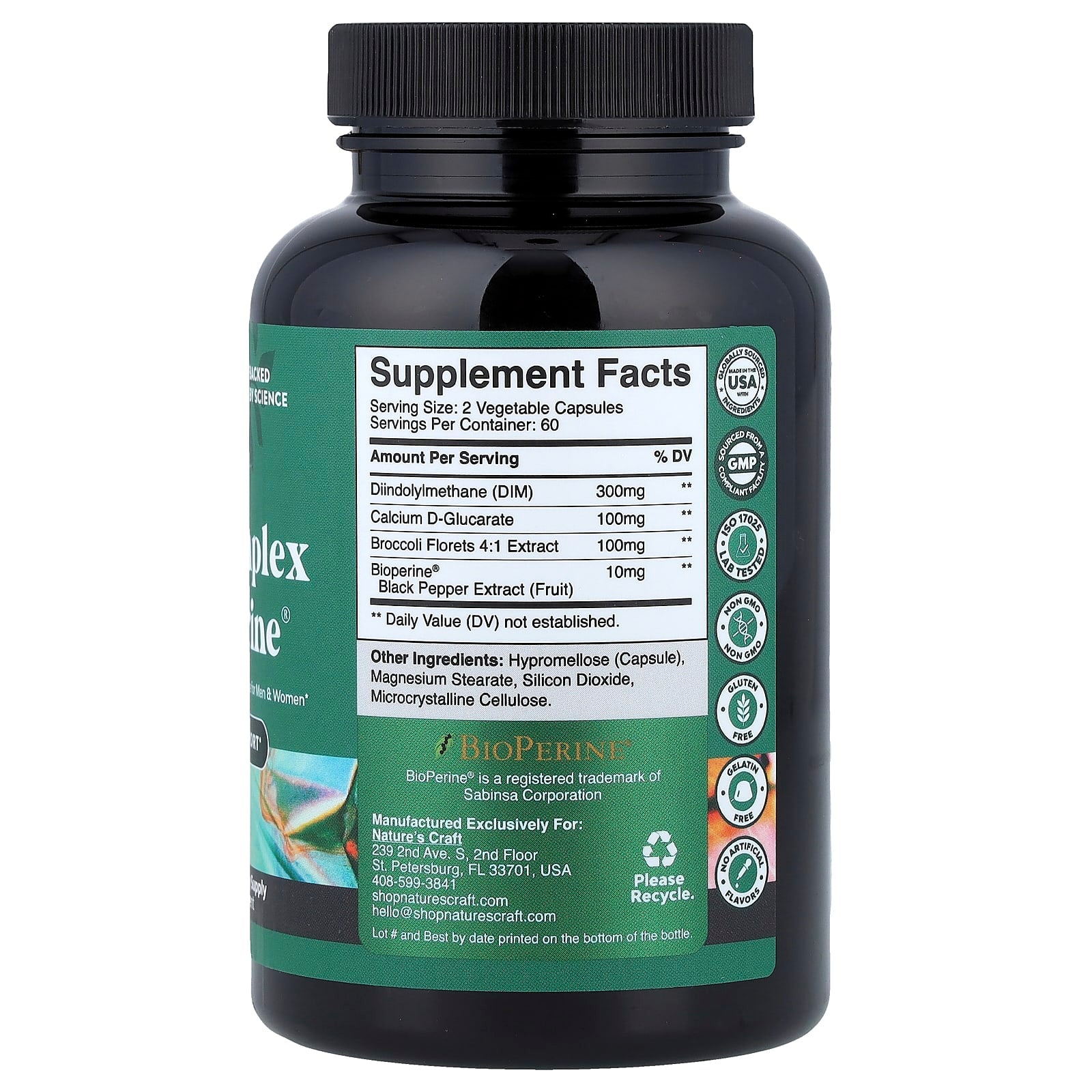 Nature's Craft, DIM Complex + BioPerine®, 120 Capsules