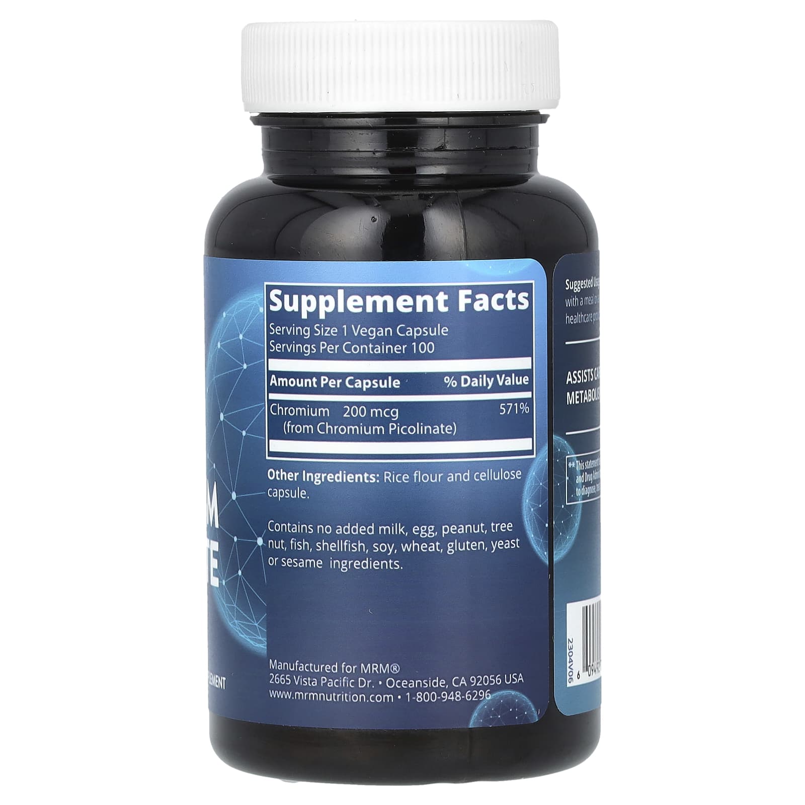 MRM Nutrition, Chromium Picolinate, 100 Vegan Capsules (200 mcg per Capsule)