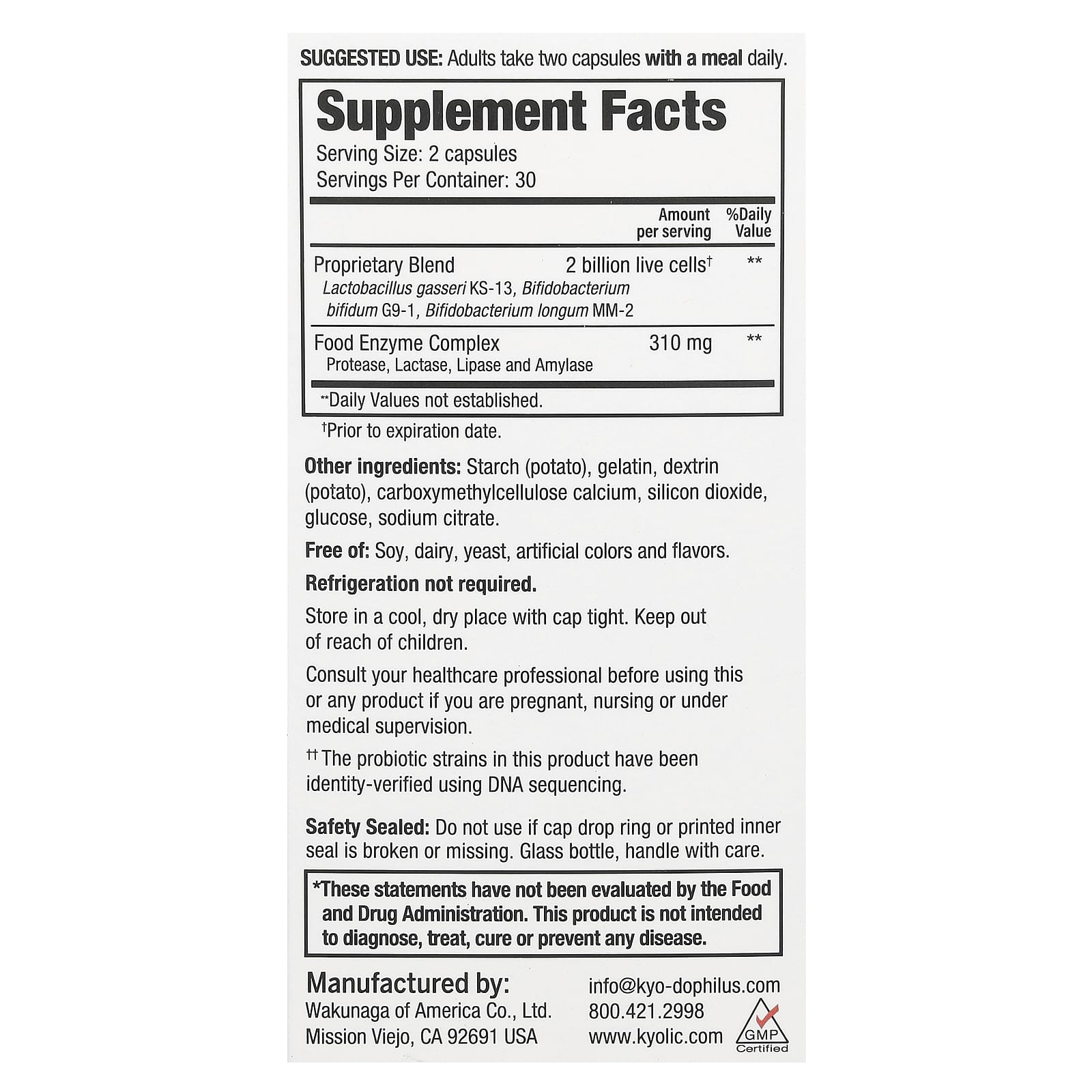 Kyolic, Kyo Dophilus, Enzyme + Probiotic, 60 Capsules