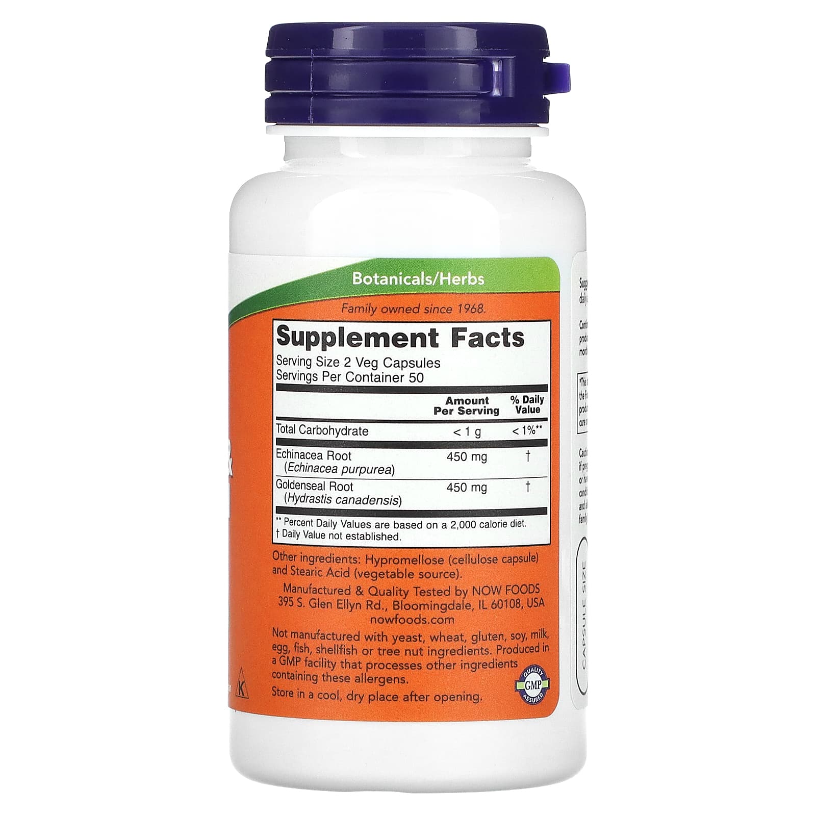 NOW Foods, Echinacea & Goldenseal Root, 100 Veg Capsules
