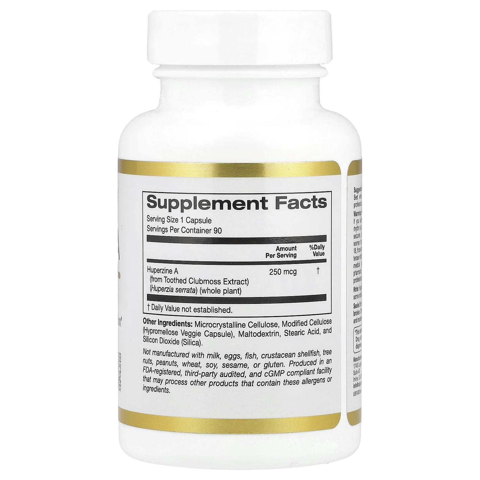 California Gold Nutrition, Huperzine A, 250 mcg , 90 Veggie Capsules
