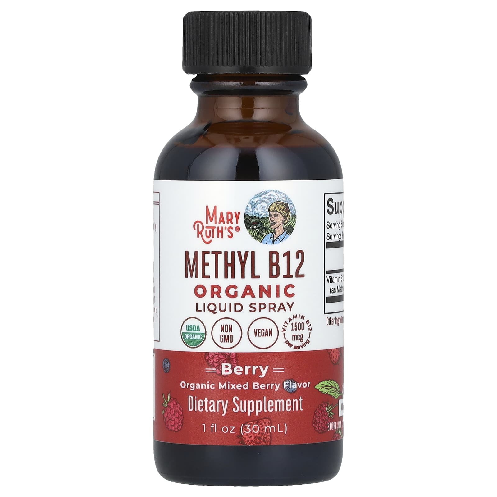 MaryRuth's, Organic Methyl B12 Liquid Spray, Berry, 1,500 mcg, 1 fl oz (30 ml)