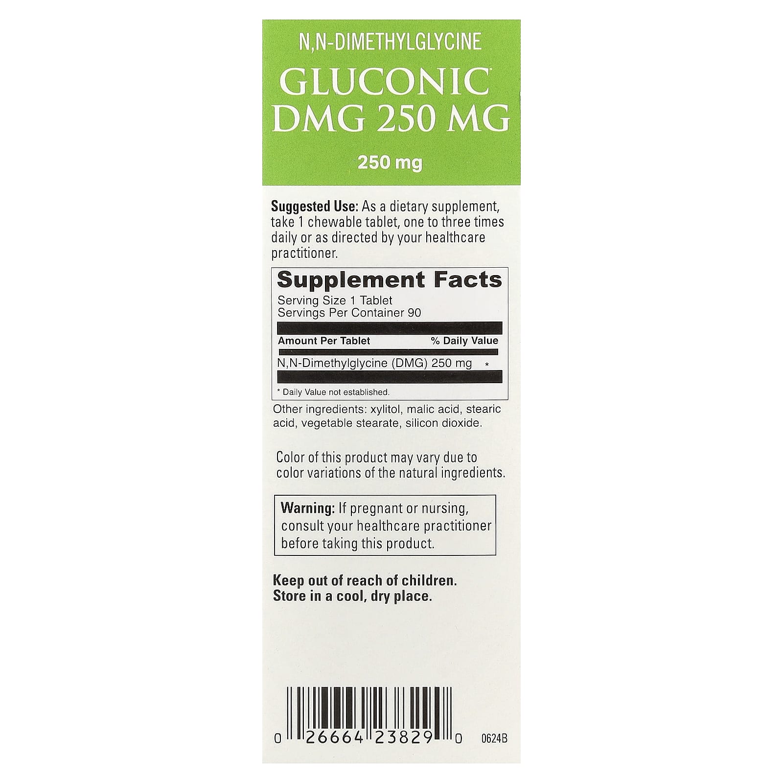 DaVinci Laboratories, Gluconic DMG , 250 mg , 90 Tablets