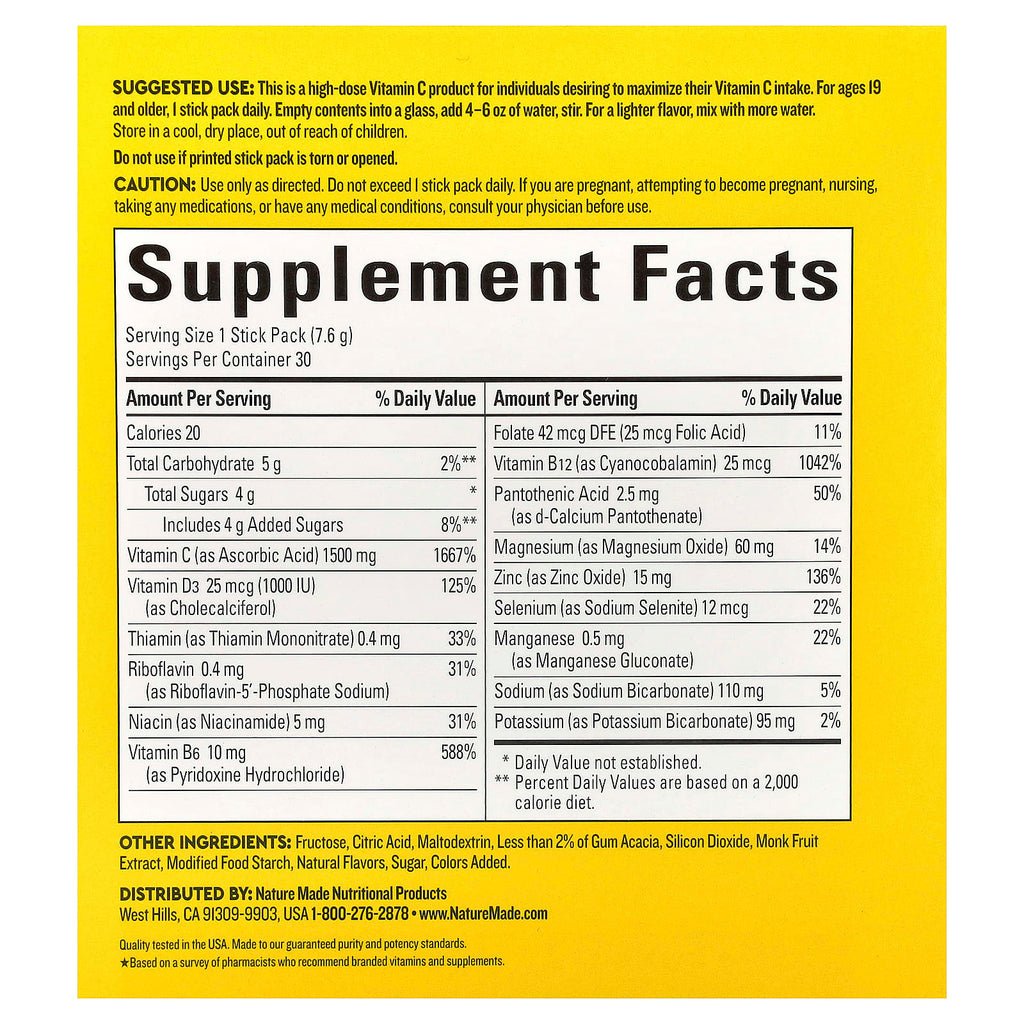 Nature Made, Wellblends™, Immune Max®, Orange, 30 Stick Packs, 0.26 oz (7.6 g) Each