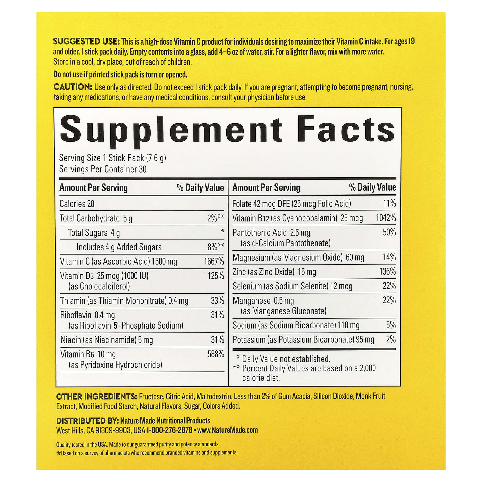 Nature Made, Wellblends™, Immune Max®, Orange, 30 Stick Packs, 0.26 oz (7.6 g) Each