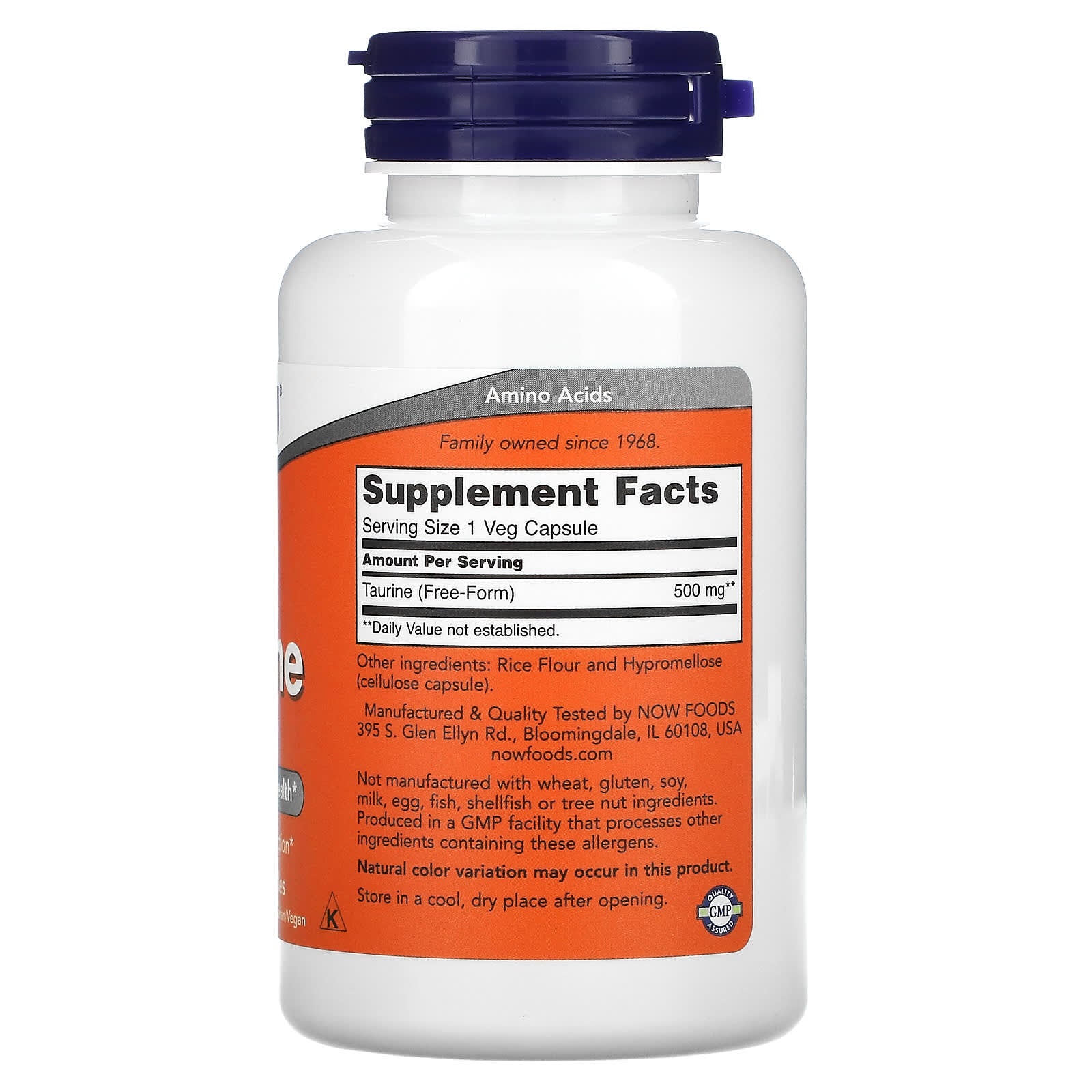 NOW Foods, Taurine, 500 mg, 100 Veg Capsules