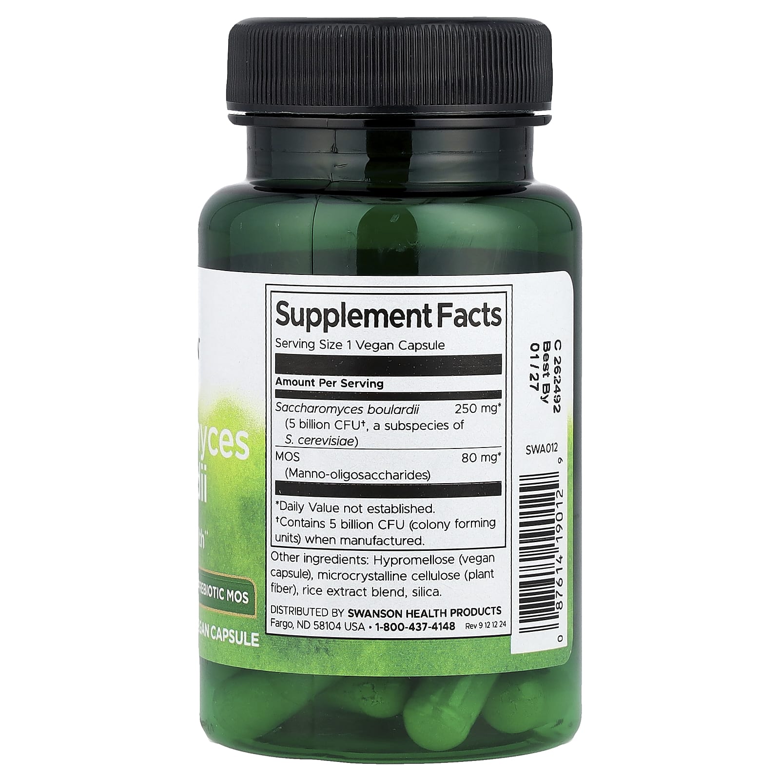 Swanson, Saccharomyces Boulardii with Prebiotic MOS, 30 Vegan Capsules