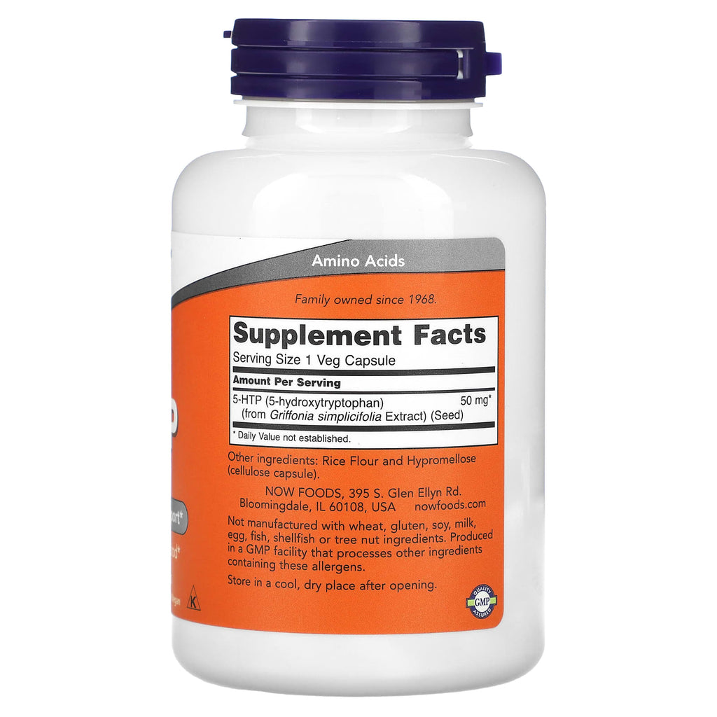 NOW Foods, 5-HTP, 50 mg, 180 Veg Capsules
