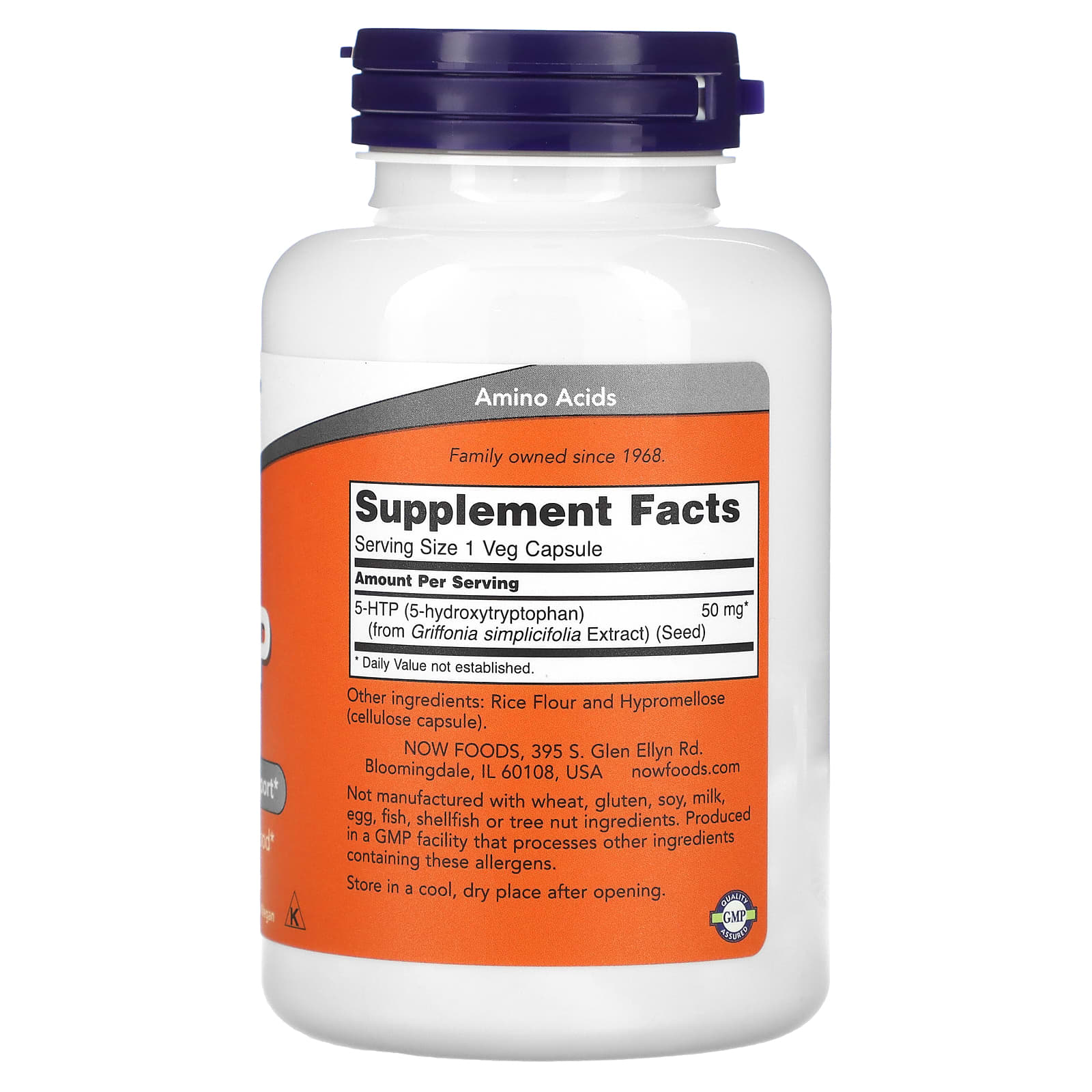 NOW Foods, 5-HTP, 50 mg, 180 Veg Capsules