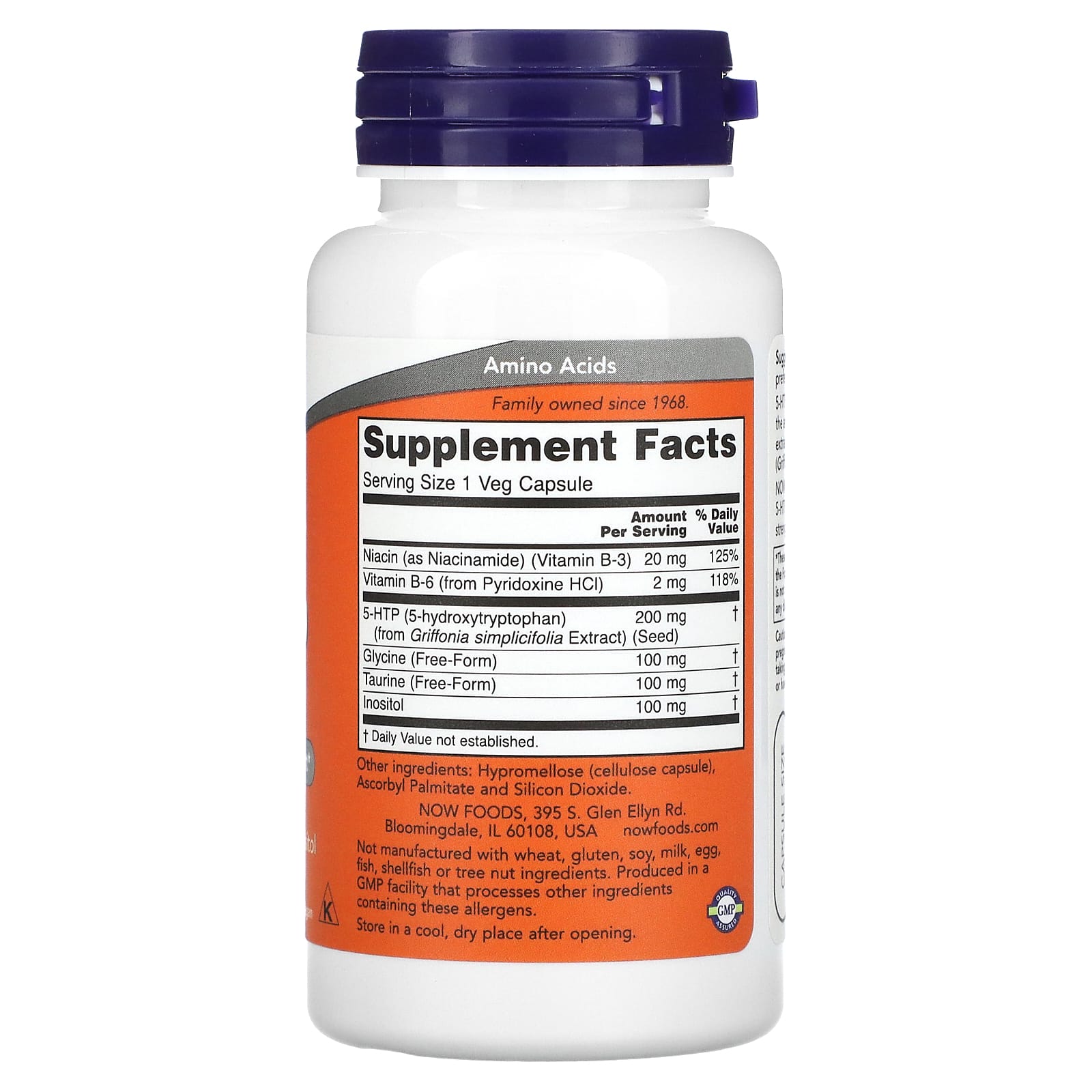 NOW Foods, 5-HTP, 200 mg, 60 Veg Capsules