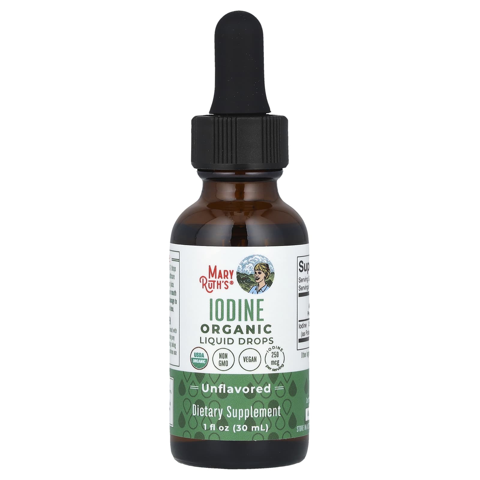MaryRuth's, Organic Iodine Liquid Drops, Unflavored, 250 mcg, 1 fl oz (30 ml)