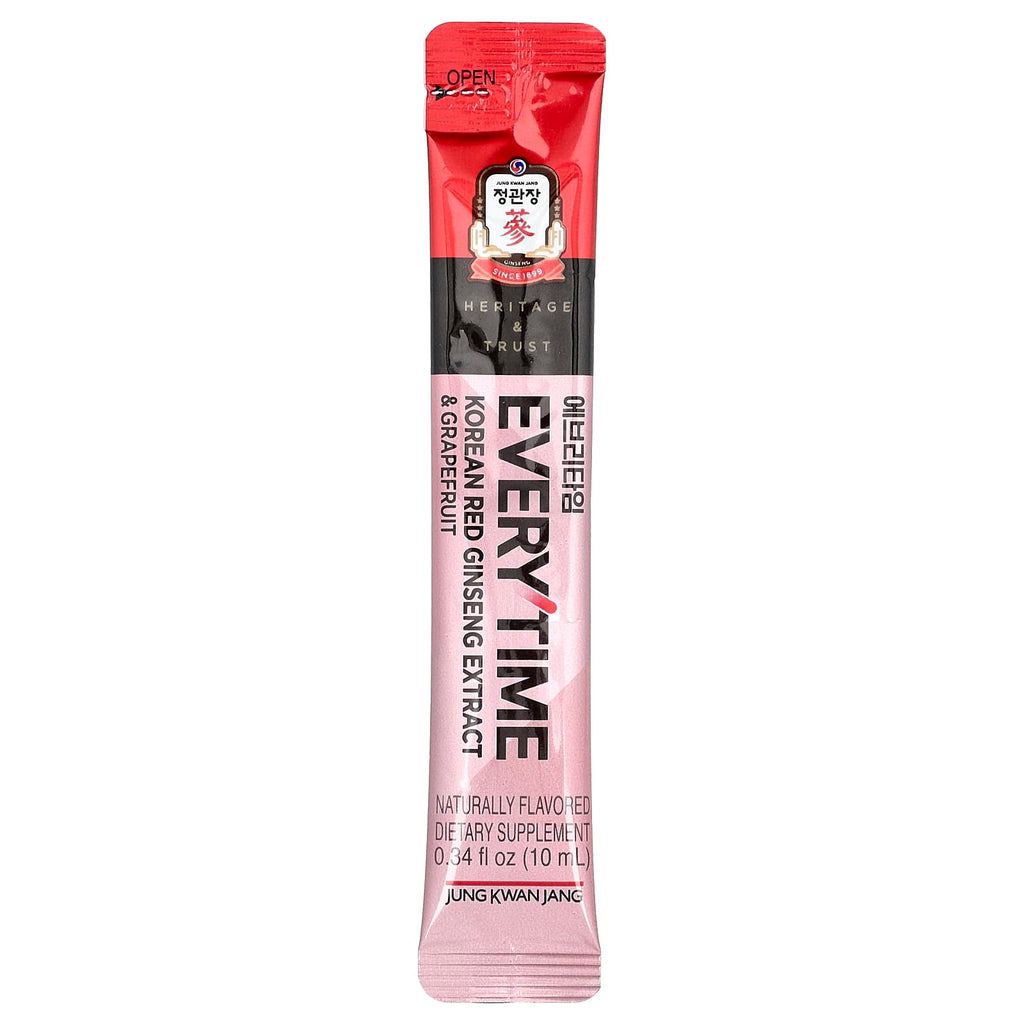 JungKwanJang, Korean Red Ginseng Extract, Everytime, Grapefruit, 10 Sticks, 0.34 fl oz (10 ml) Each