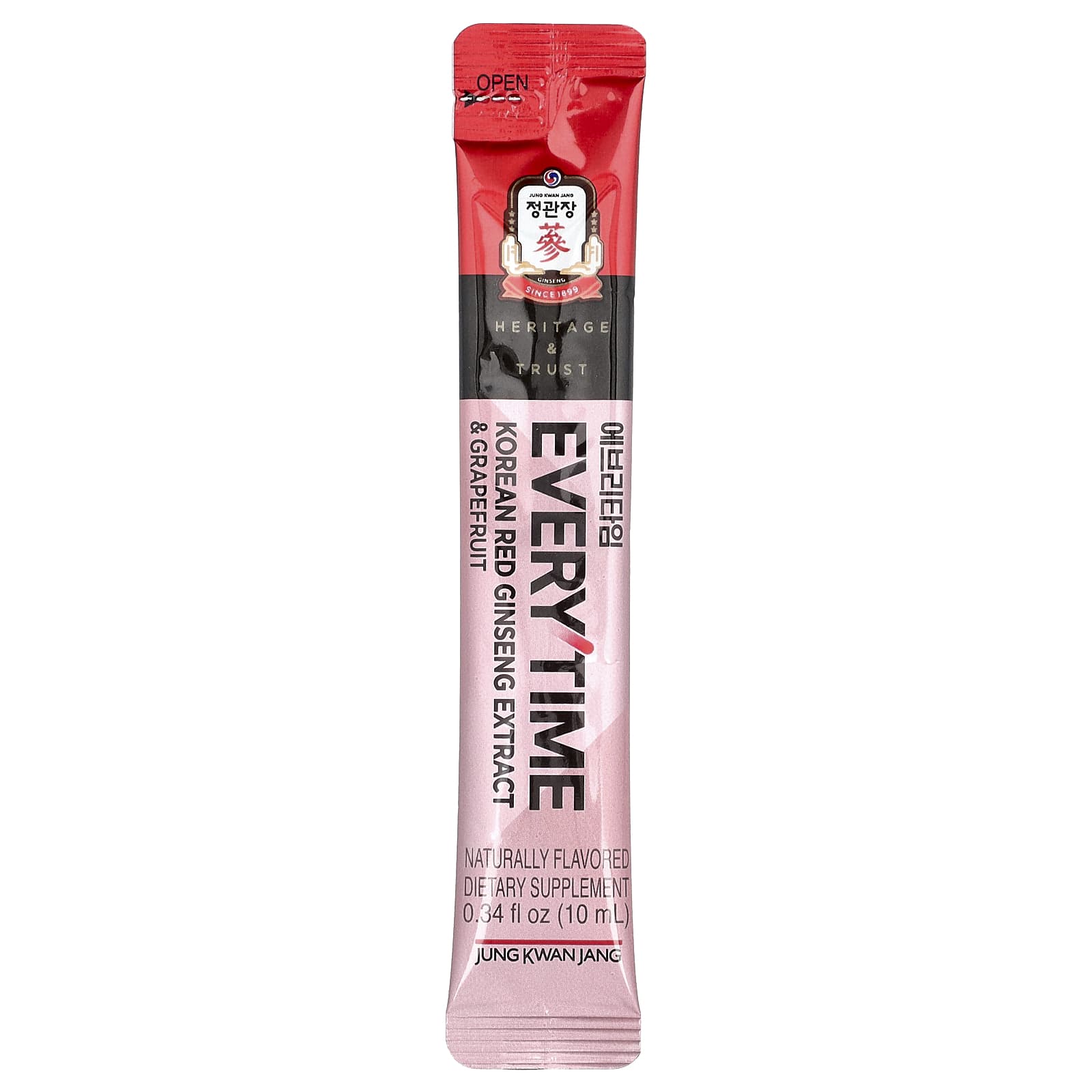 JungKwanJang, Korean Red Ginseng Extract, Everytime, Grapefruit, 10 Sticks, 0.34 fl oz (10 ml) Each