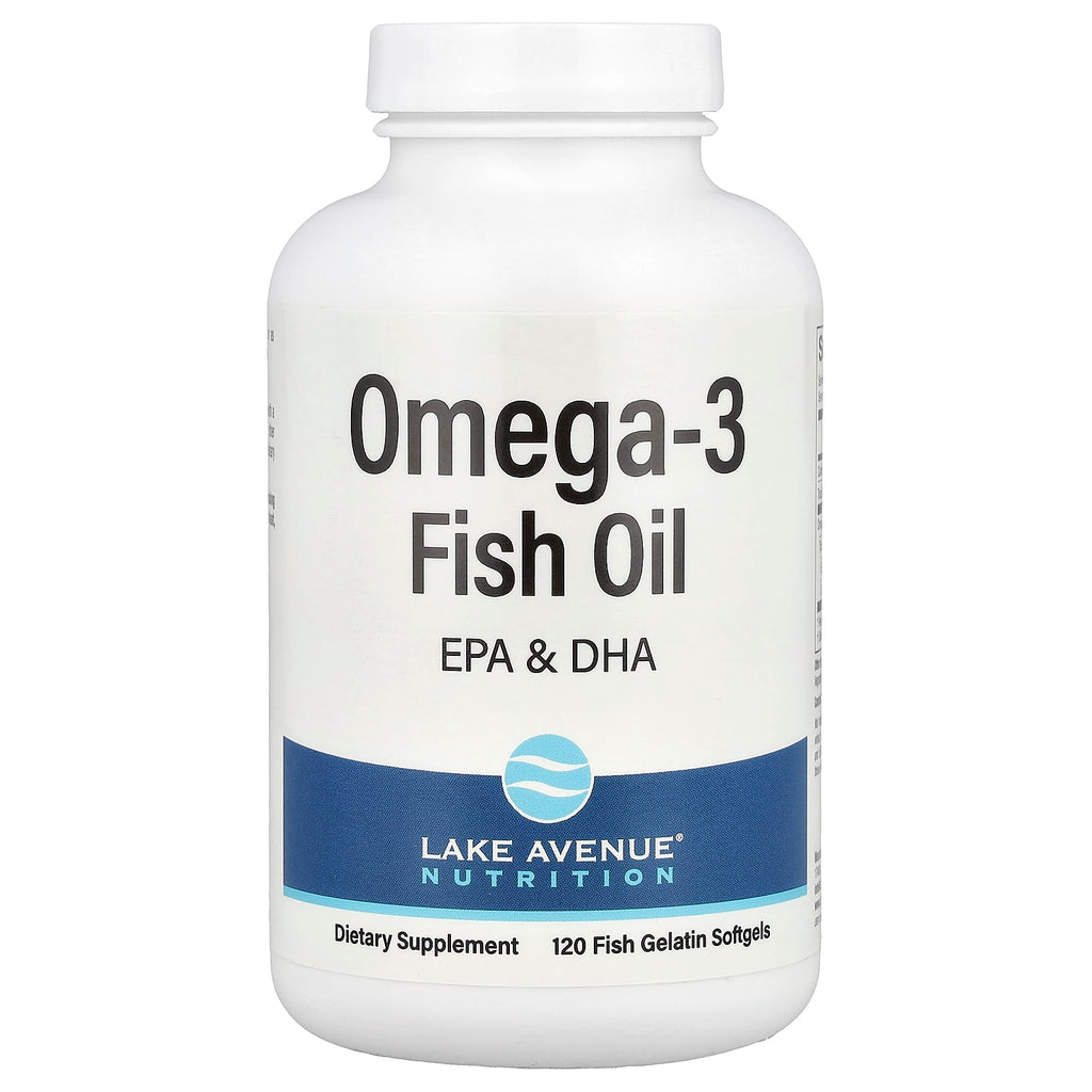 Lake Avenue Nutrition, Omega-3 Fish Oil, 120 Fish Gelatin Softgels (1,250 mg per Softgel)