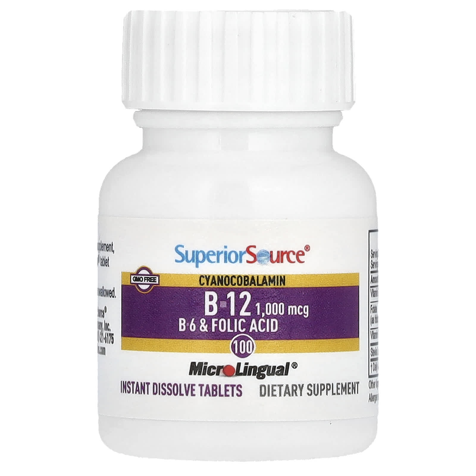 Superior Source, Cyanocobalamin B-12, B-6 & Folic Acid, 100 MicroLingual Instant Dissolve Tablets