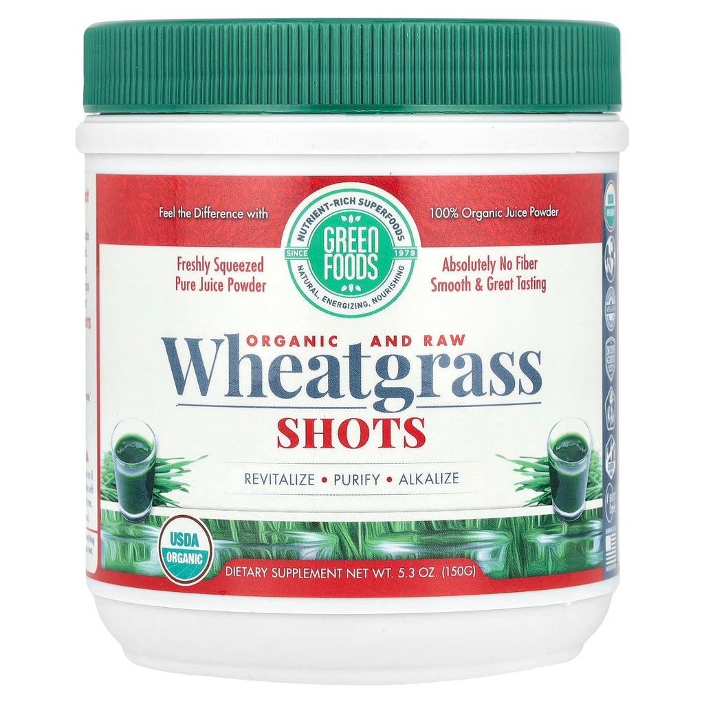 Green Foods, Organic and Raw Wheatgrass Shots, 5.3 oz (150 g)