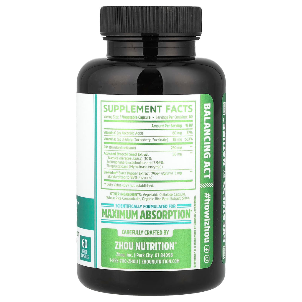 Zhou Nutrition, DIM Active™ With Activated Broccoli Extract, 60 Veggie Capsules