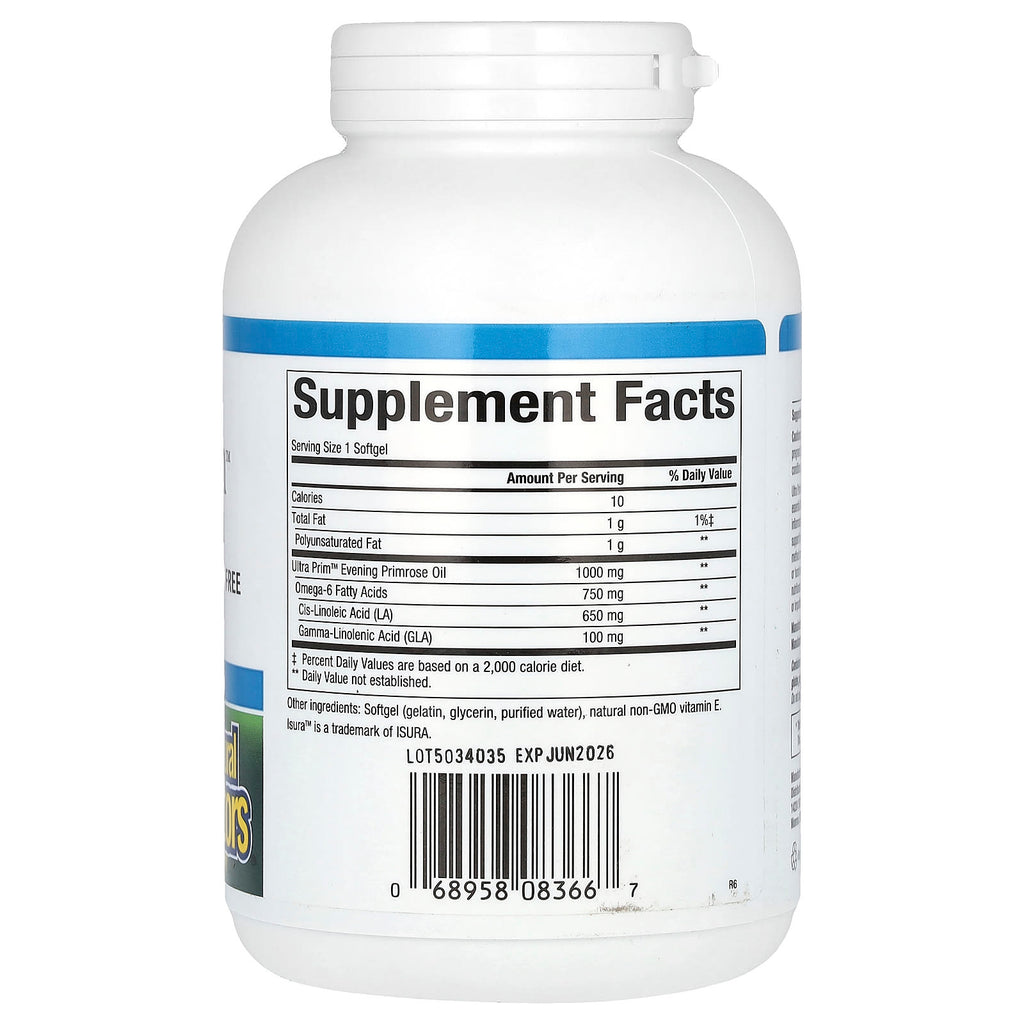 Natural Factors, OmegaFactors, Ultra Prim, Evening Primrose Oil, 1,000 mg, 240 Softgels