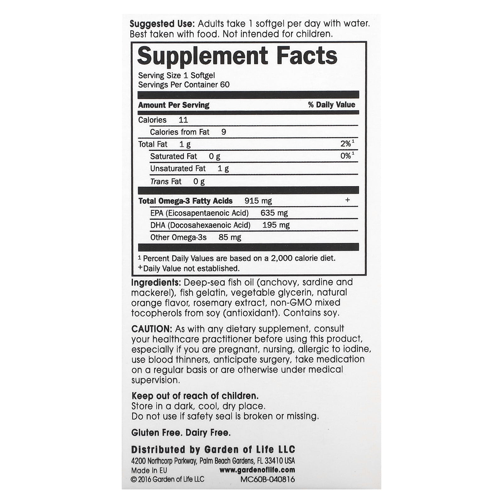 Minami Nutrition, Supercritical Cardio, Omega-3 Fish Oil, Orange , 915 mg , 60 Softgels