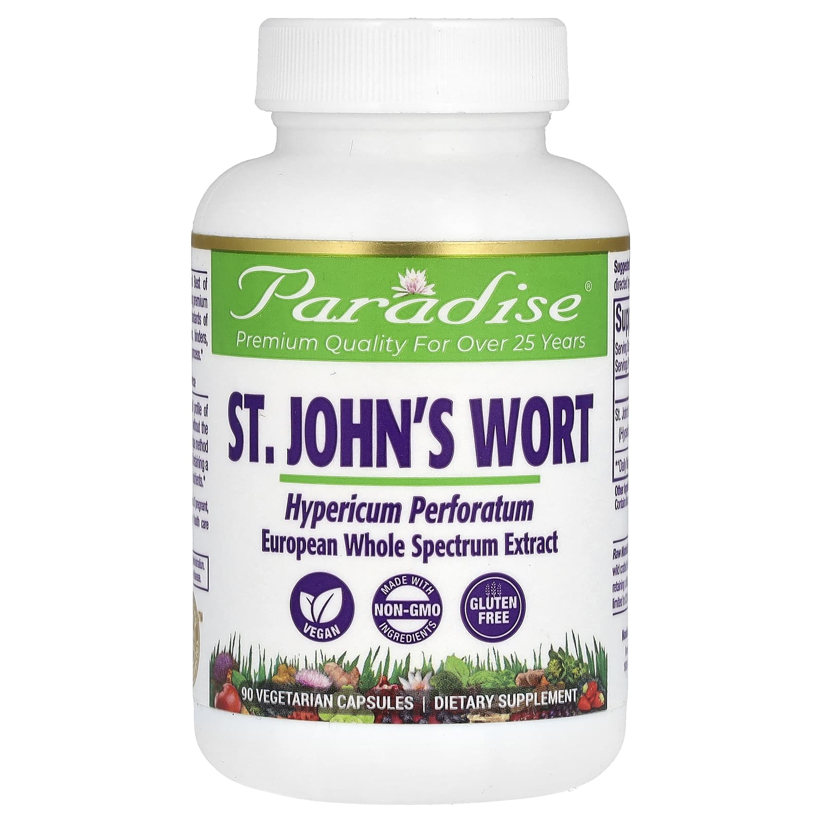 Paradise Herbs, St. John's Wort, 90 Vegetarian Capsules (300 mg per Capsule)