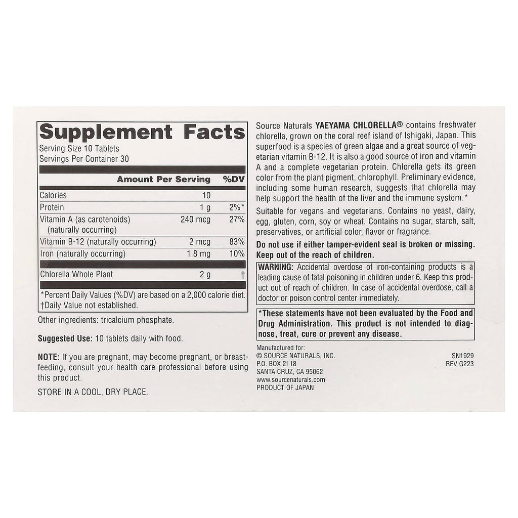 Source Naturals, Yaeyama Chlorella®, 300 Tablets