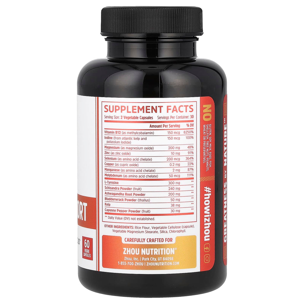 Zhou Nutrition, Thyroid Support with Iodine, 60 Veggie Capsules