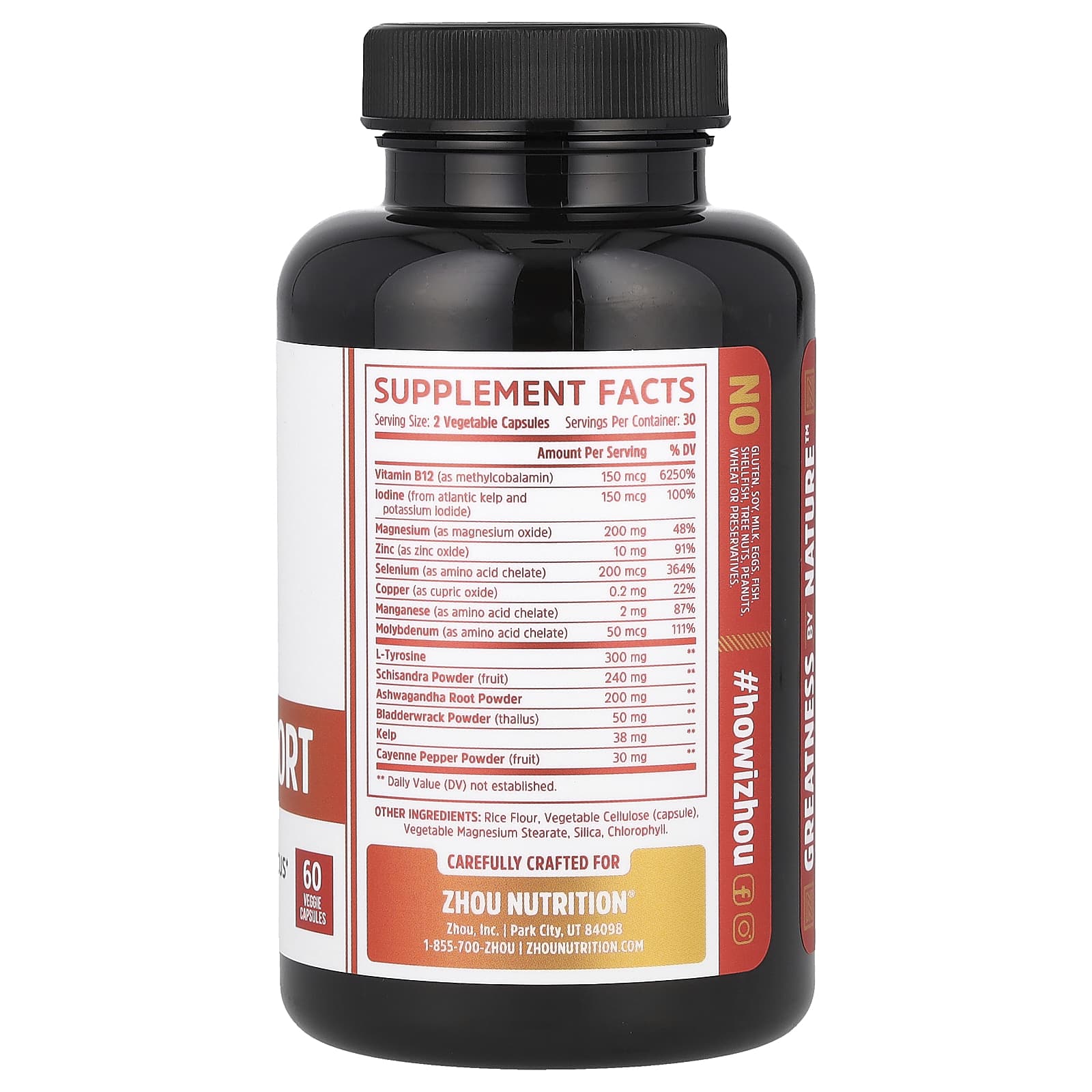 Zhou Nutrition, Thyroid Support with Iodine, 60 Veggie Capsules