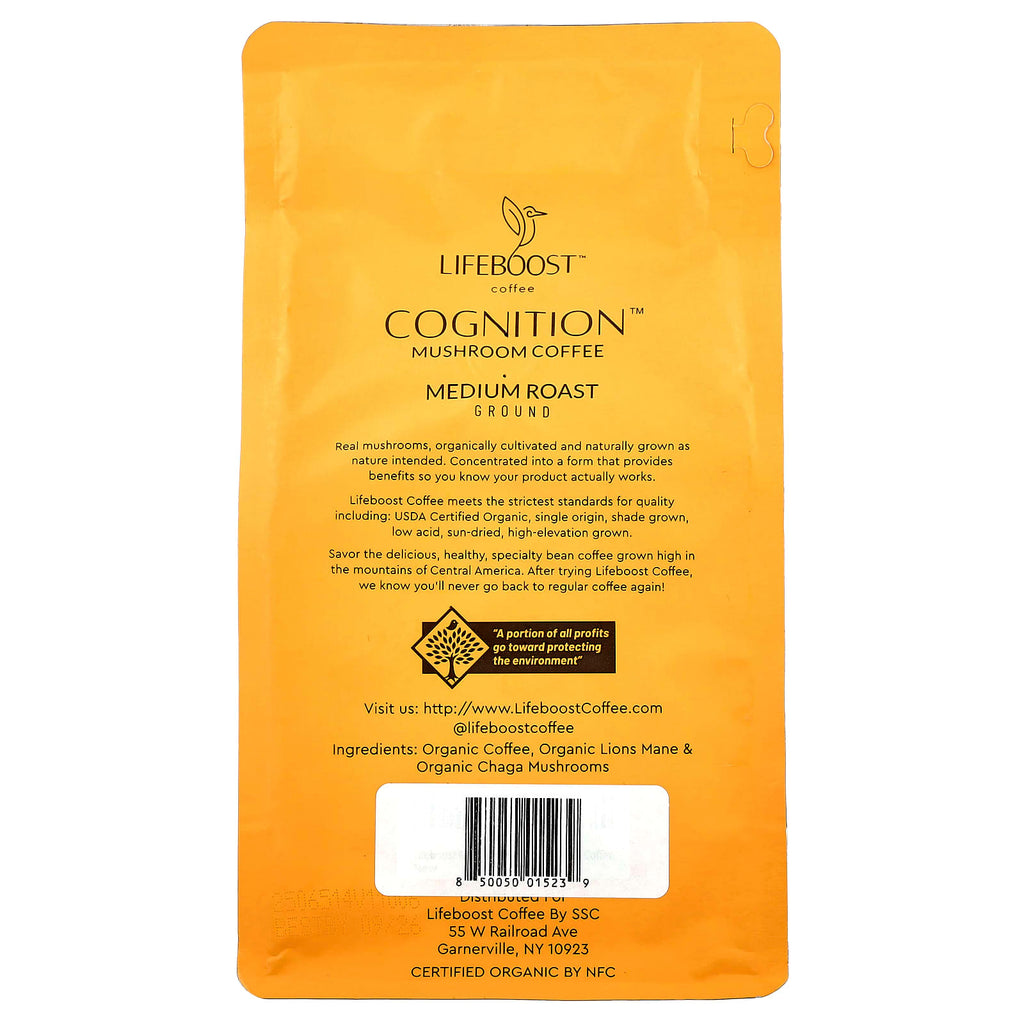 Lifeboost, Cognition™, Mushrooms + Coffee, Ground, Medium Roast, 12 oz (340 g)