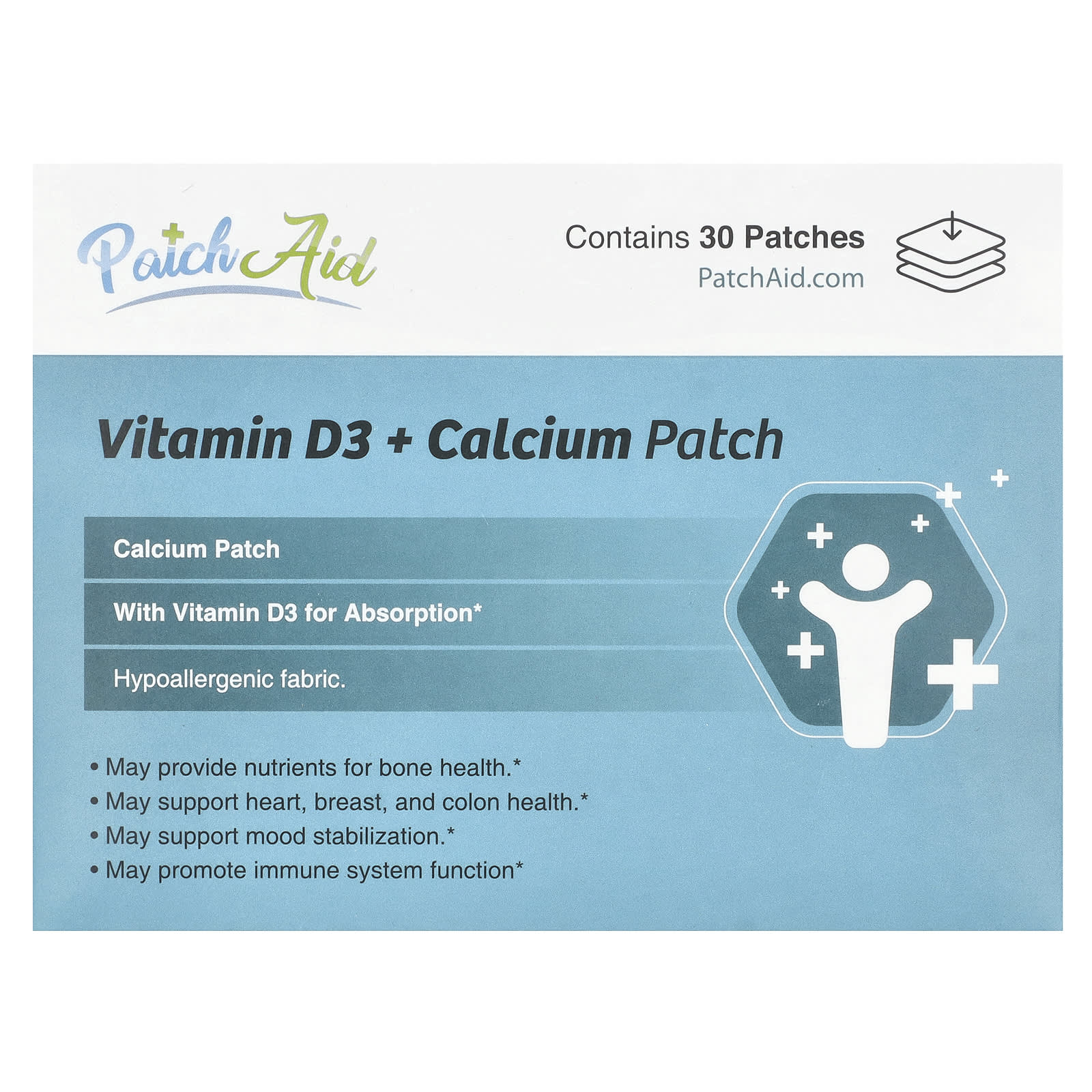 PatchAid, Vitamin D3 + Calcium Patch , 30 Patches