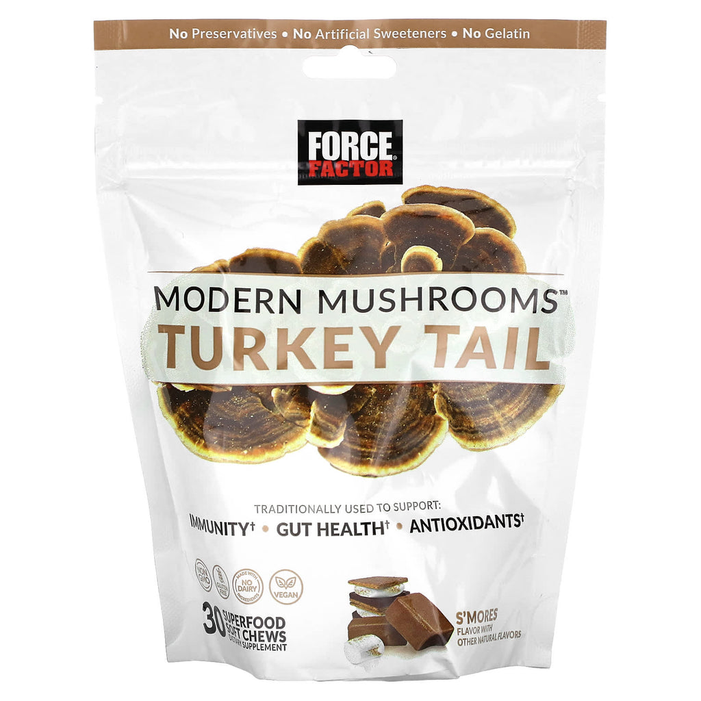 Force Factor, Modern Mushrooms™, Turkey Tail, S'mores, 300 mg, 30 Superfood Soft Chews 