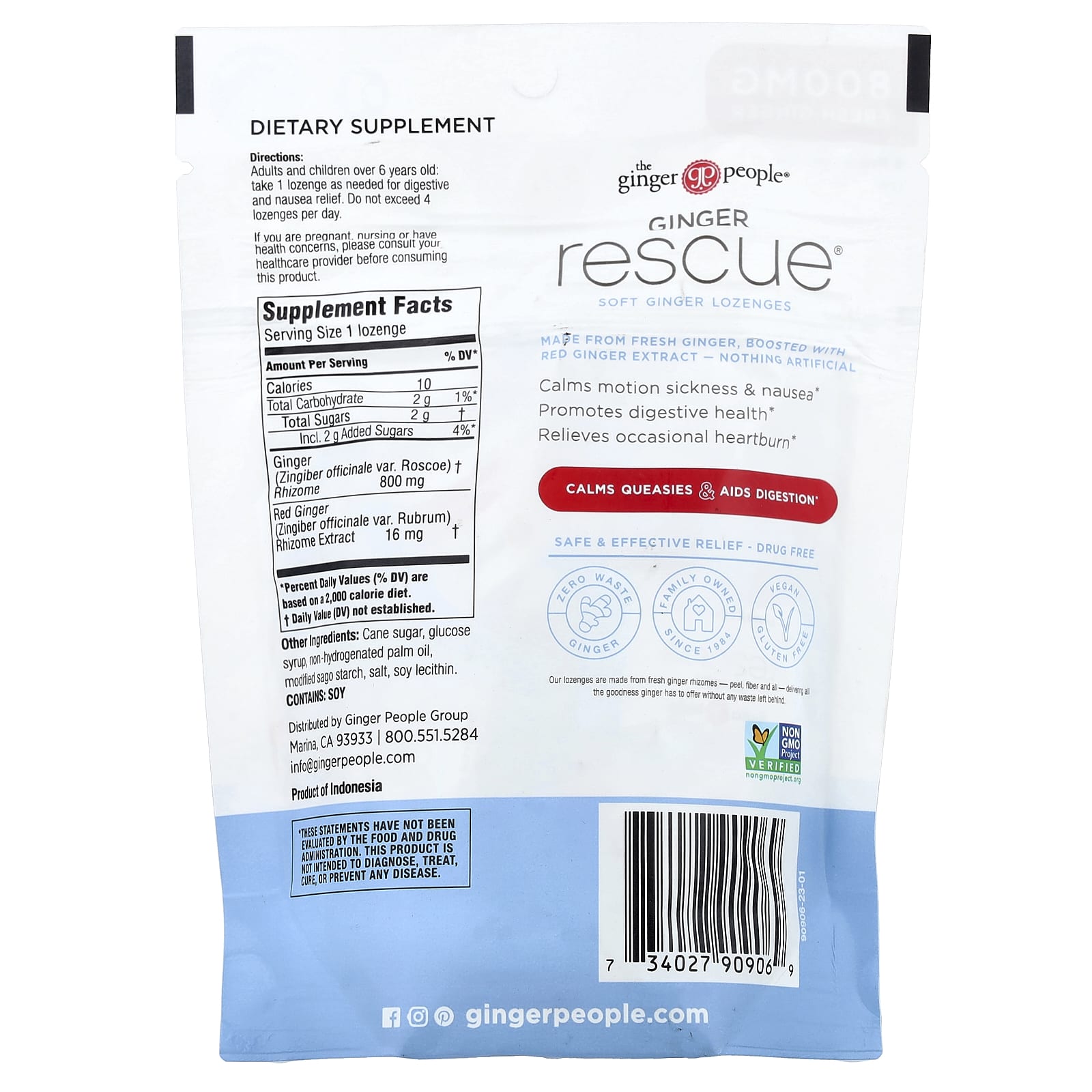 The Ginger People, Ginger Rescue®, Soft Ginger Lozenges, 30 Individually Wrapped Lozenges