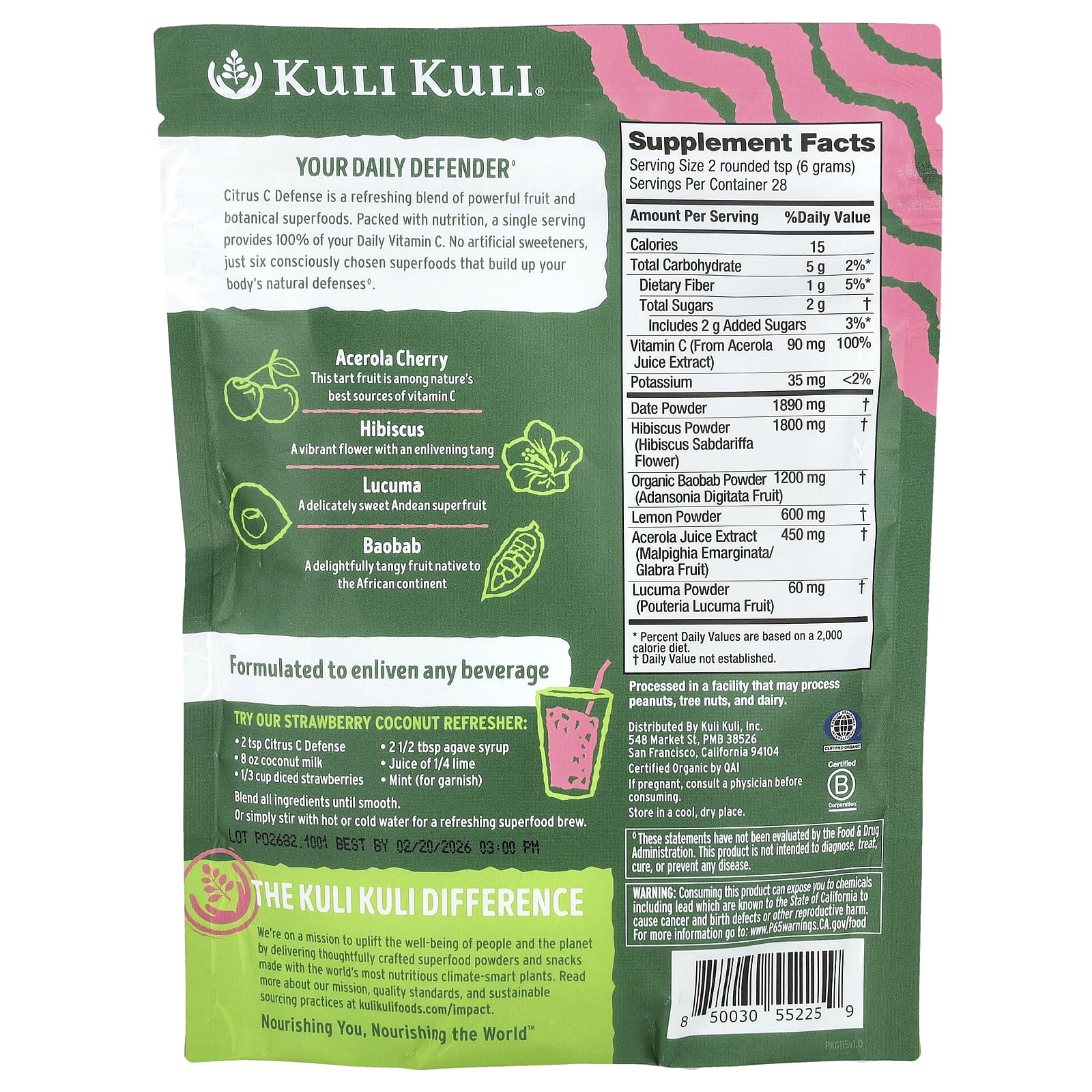 Kuli Kuli, Citrus C Defense, Organic Refreshing Superfood Powder, 6 oz (170 g)