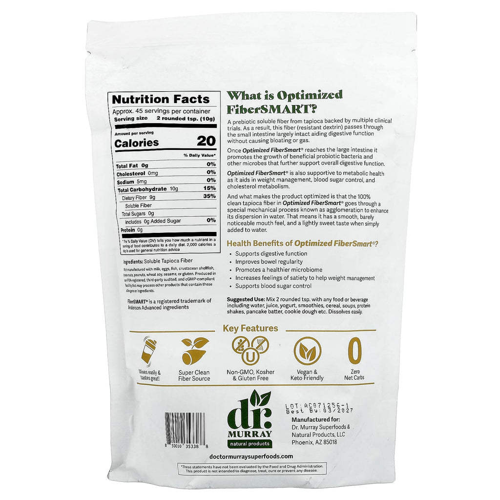 Dr. Murray's, Prebiotic, Optimized FiberSMART® Soluble Tapioca Fiber, 16 oz (454 g)