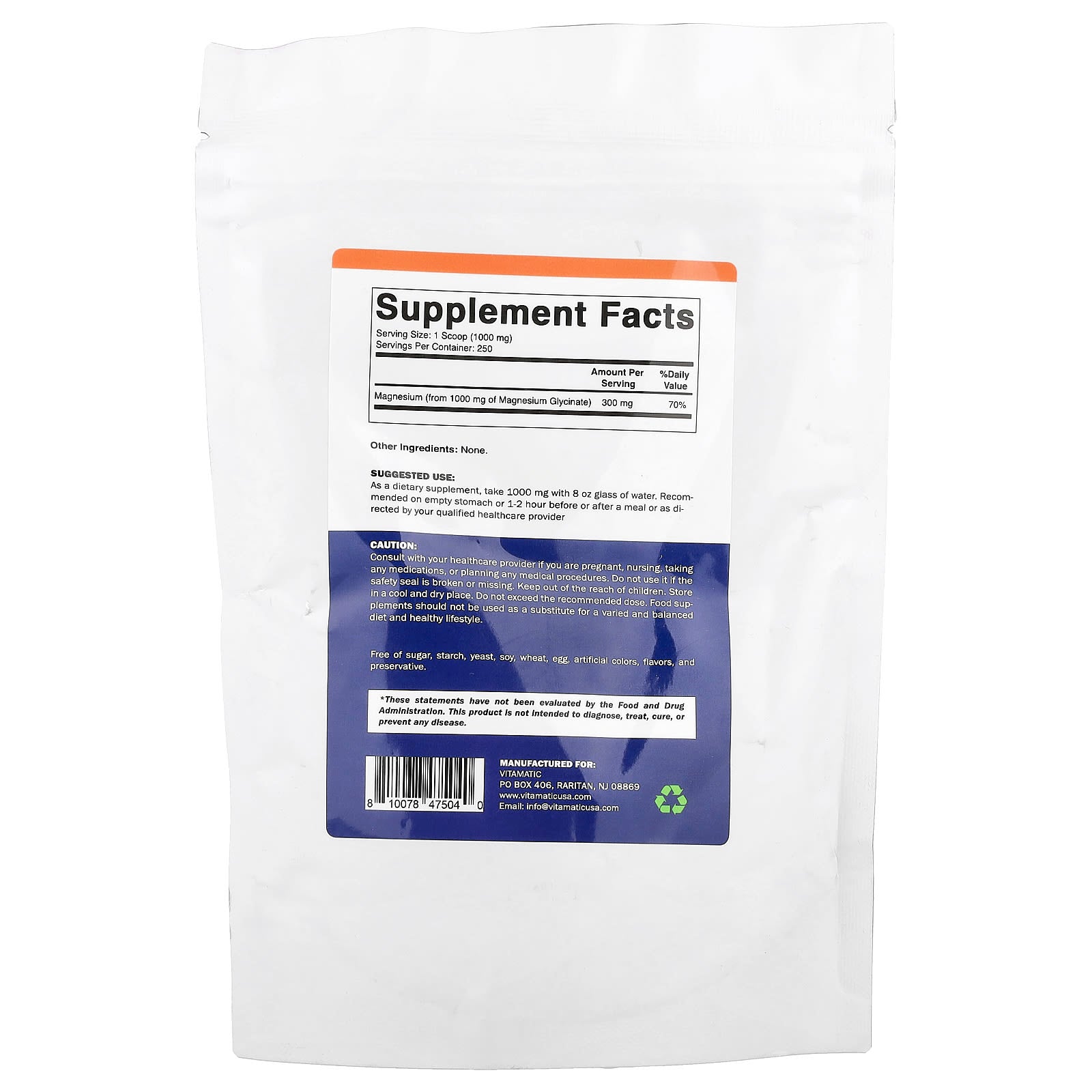 Vitamatic, Magnesium Glycinate Powder, 8.8 oz (250 g)