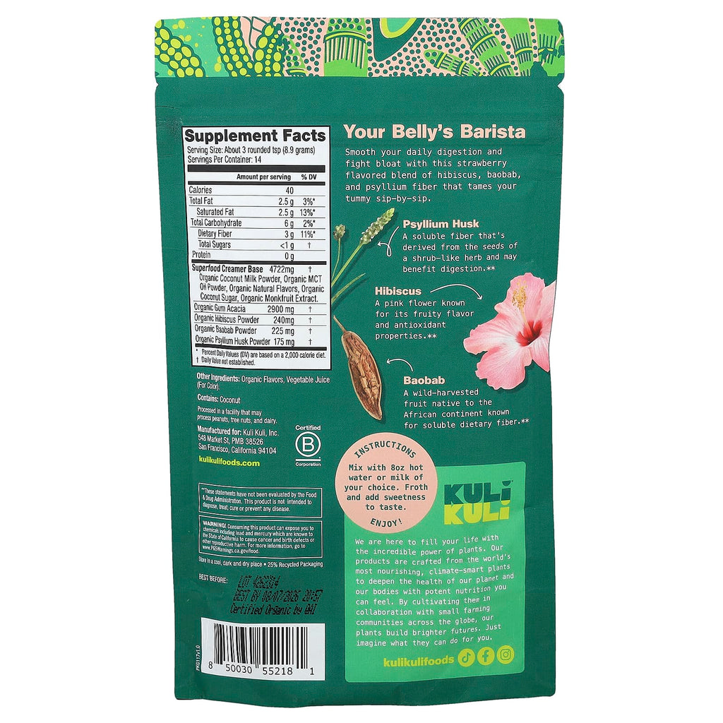 Kuli Kuli, Organic Superfood Latte, Strawberries & Creme, 4.43 oz (125.5 g)