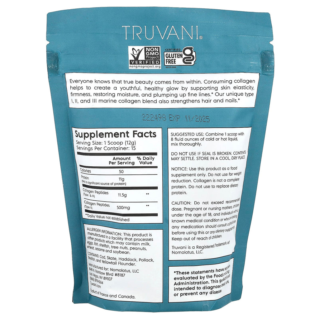 Truvani, Wild Caught Marine Collagen, Unflavored, 6.35 oz (180 g)