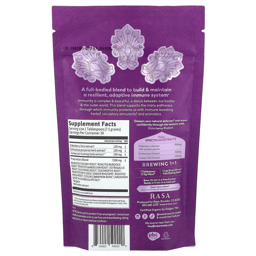 Rasa, Adaptogenic Immune Tonic, Elderberry Protect, 8 oz (226 g)