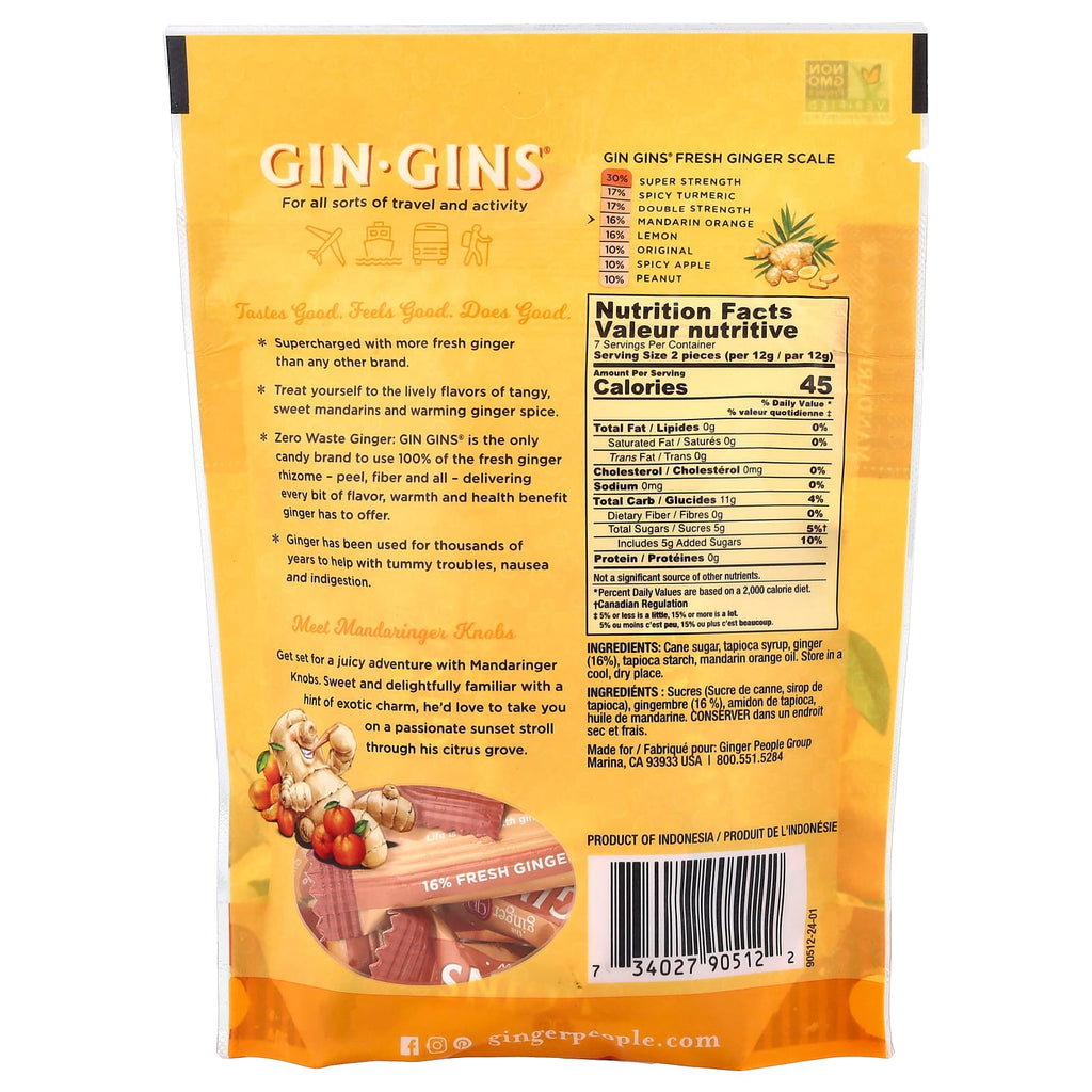 The Ginger People, Gin Gins®, Ginger Chews, Mandarin Orange, 3 oz (84 g)