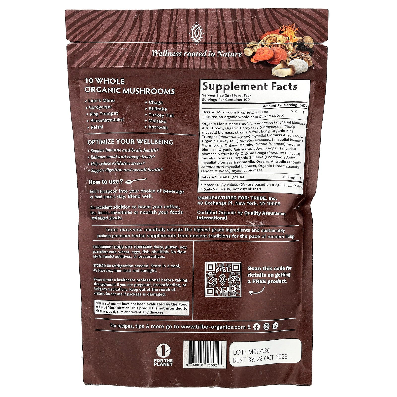 Tribe Organics, Mushroom Golden Blend, 7.05 oz (200 g)