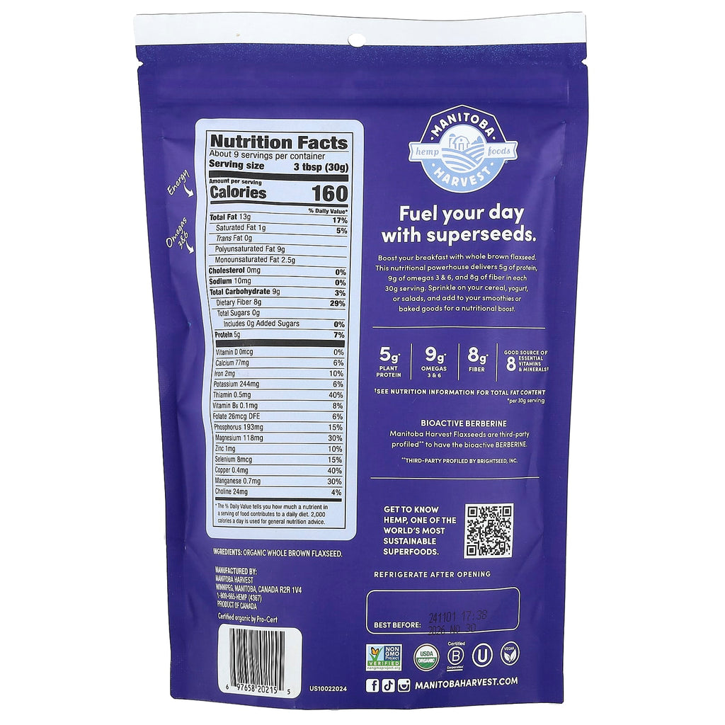 Manitoba Harvest, Organic Whole Flaxseed, 10 oz (283 g)