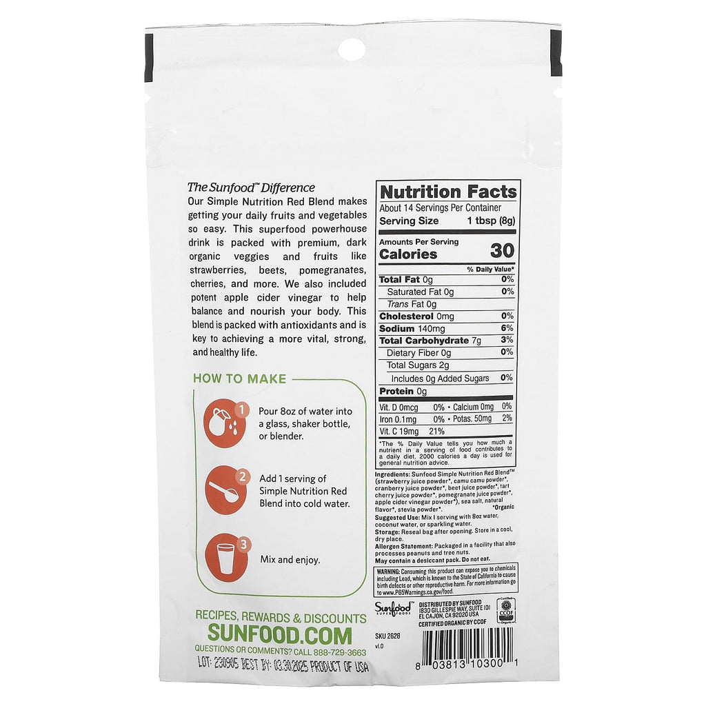 Sunfood, Simple Nutrition, Red Blend, 4 oz (113 g)
