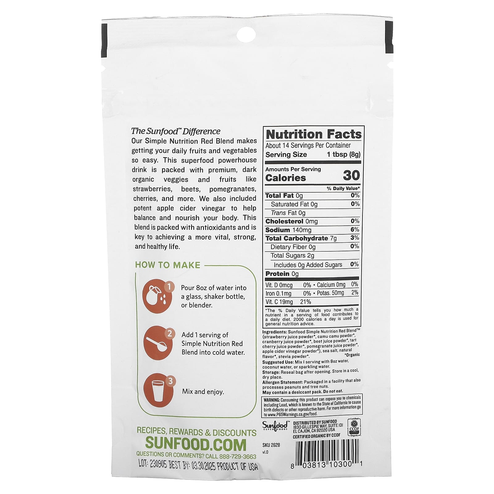 Sunfood, Simple Nutrition, Red Blend, 4 oz (113 g)