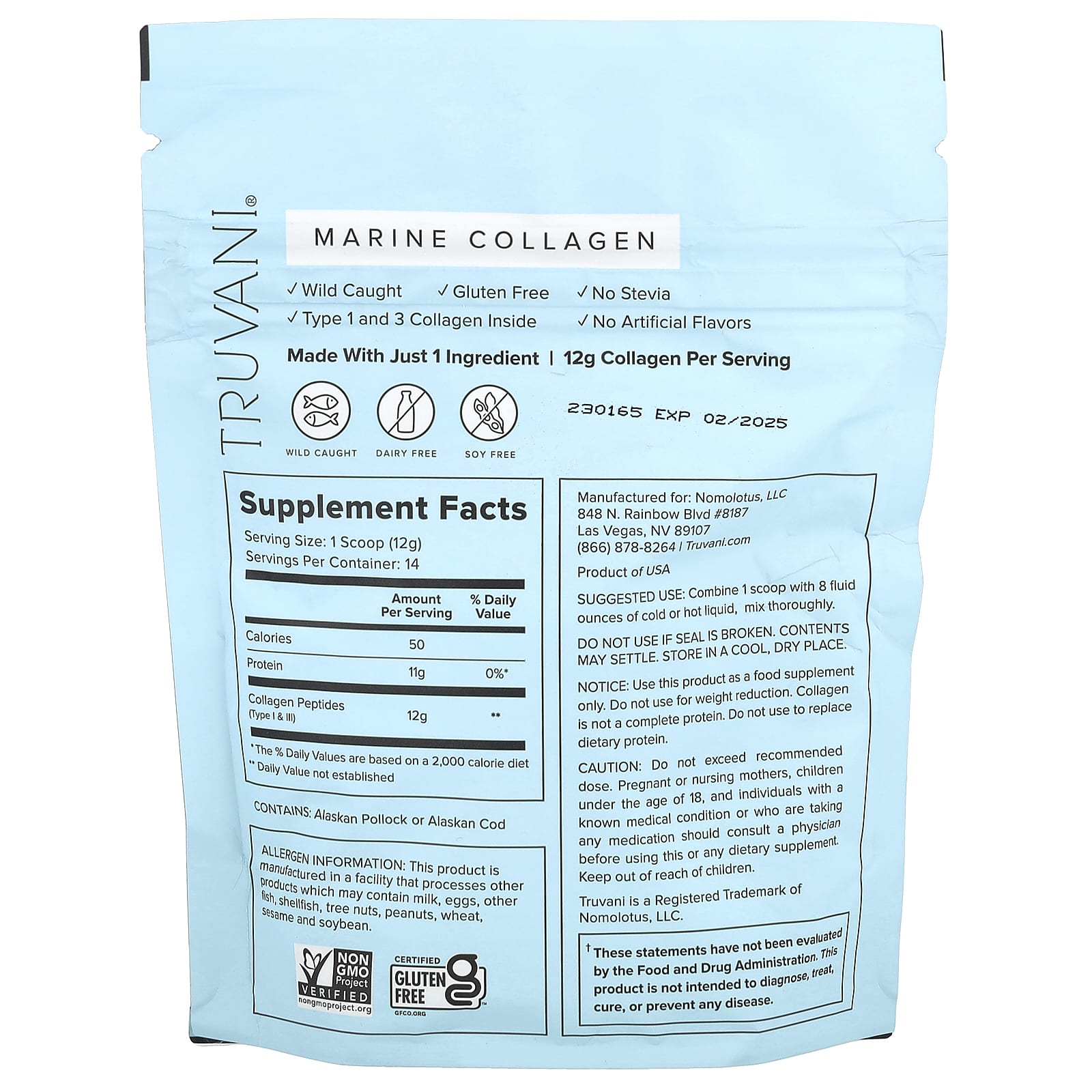 Truvani, Wild Caught Marine Collagen, Unflavored, 5.9 oz (168 g)