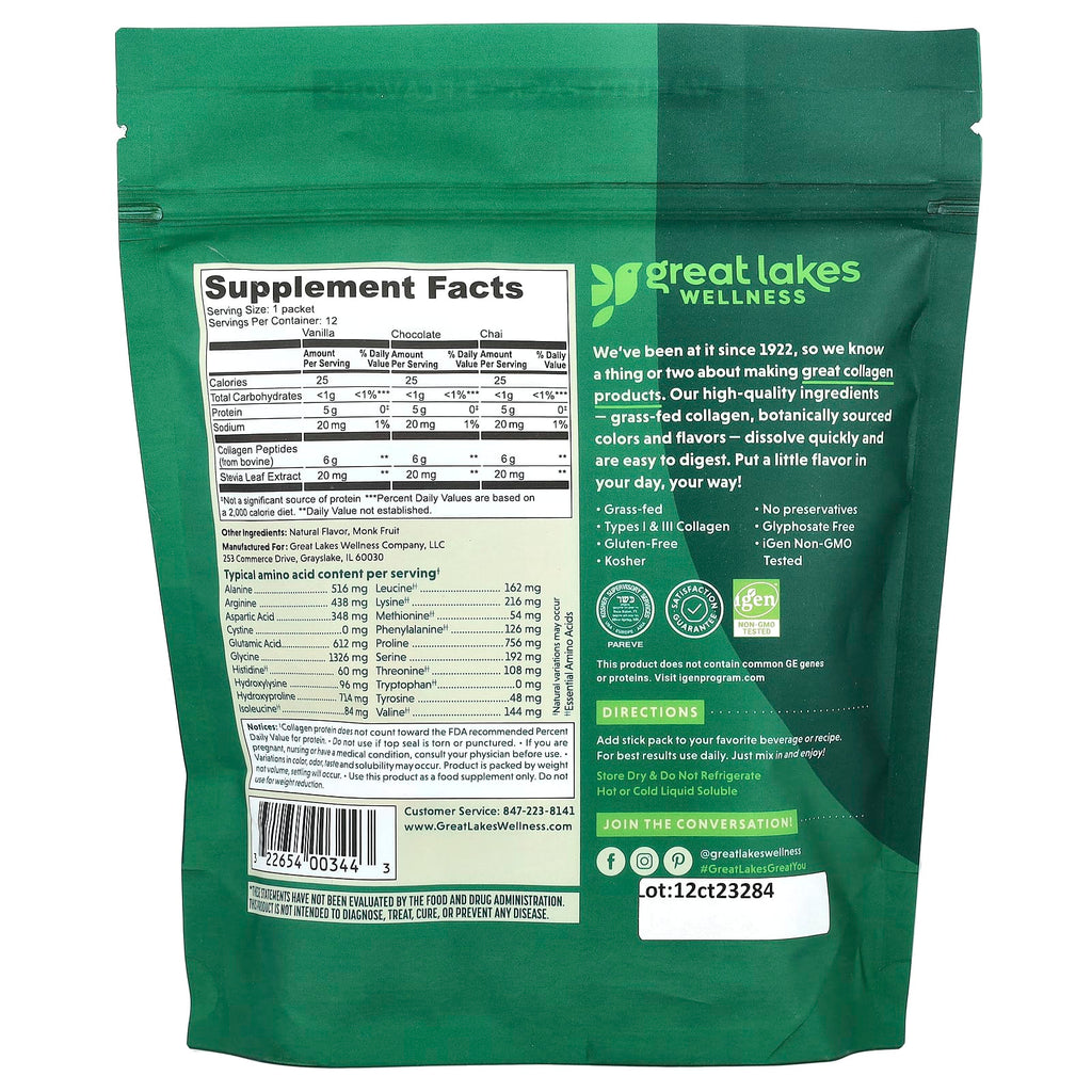 Great Lakes Wellness, Quick Dissolve Collagen Peptides, Daily Wellness, Variety Pack, 12 Packets, 0.23 oz (6.5 g) Each